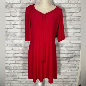 Tiana B Red Sheath Dress with Scoop Neck Large